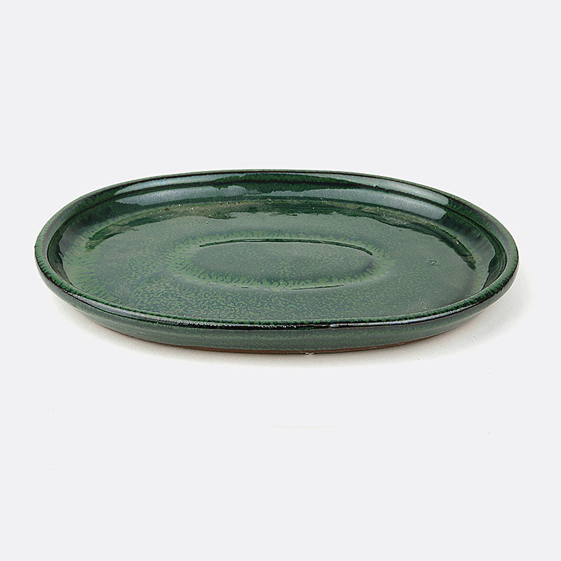Unterteller aus Keramik 20 cm, oval, grün