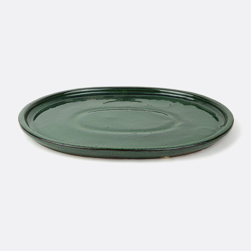 Unterteller aus Keramik 25 cm, oval, grün
