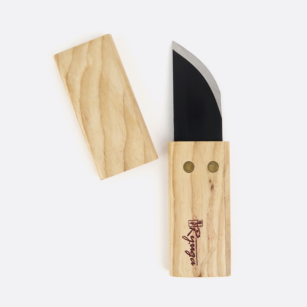 Jin-Messer gebogen mit Holzgriff und Klingenschutz 16 cm
