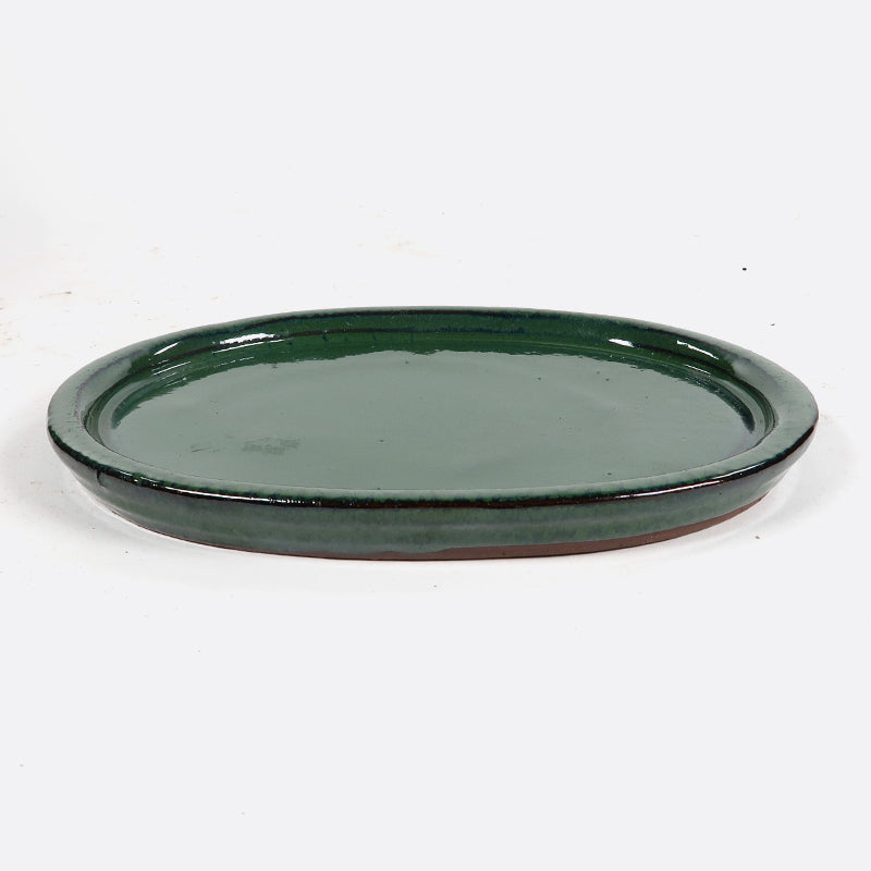Unterteller aus Keramik 17 cm, oval, grün