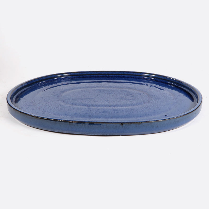 Unterteller aus Keramik 34 cm, oval, blau