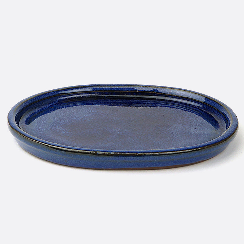 Unterteller aus Keramik 17 cm, oval, dunkelblau