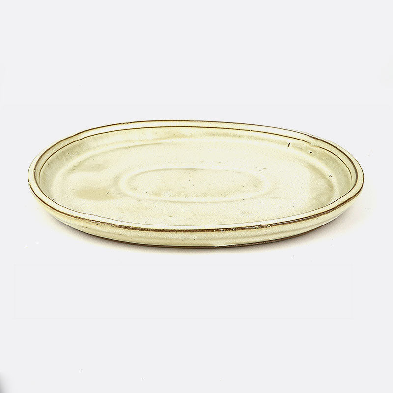 Unterteller aus Keramik 20 cm, oval, beige