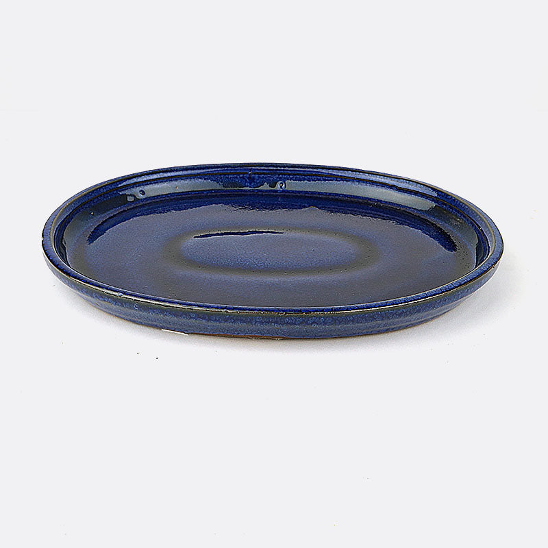 Unterteller aus Keramik 20 cm, oval, blau
