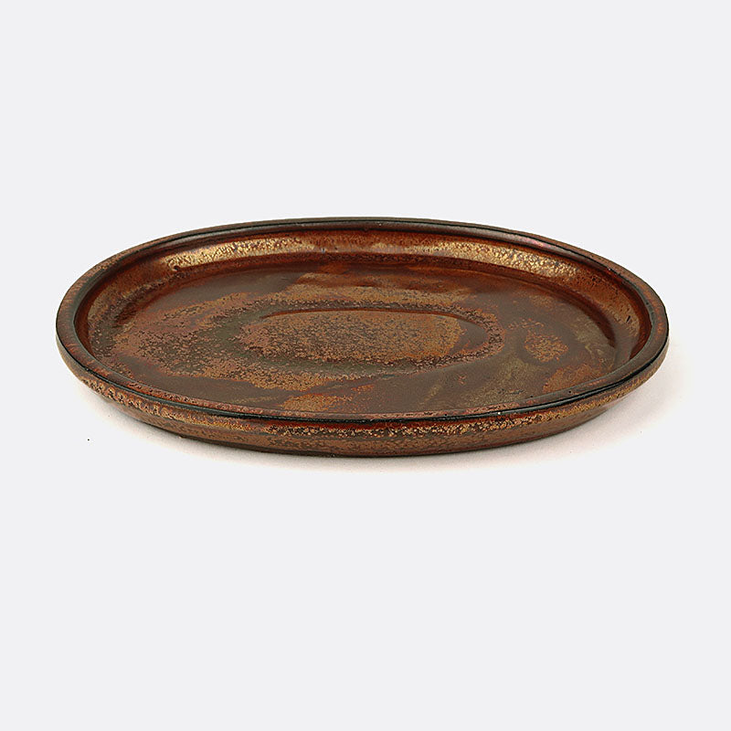 Unterteller aus Keramik 20 cm, oval, kupfer