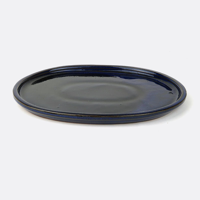 Unterteller aus Keramik 25 cm, oval, blau