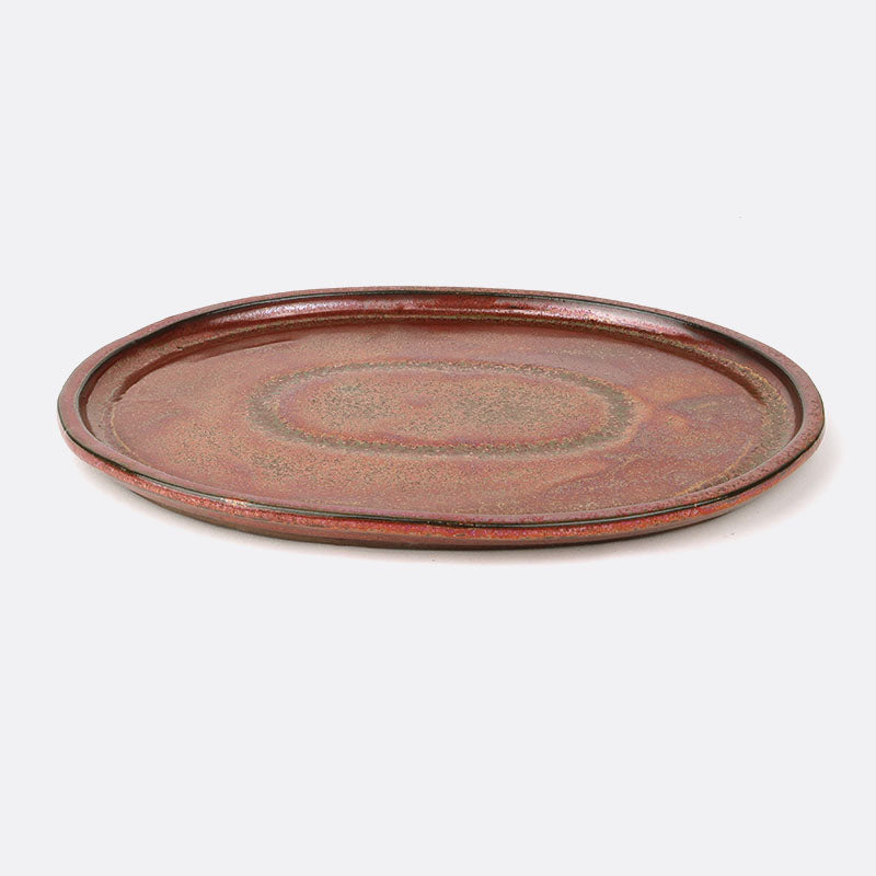 Unterteller aus Keramik 25 cm, oval, kupfer
