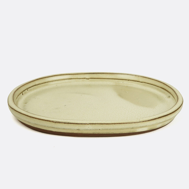 Unterteller aus Keramik 17 cm, oval, beige