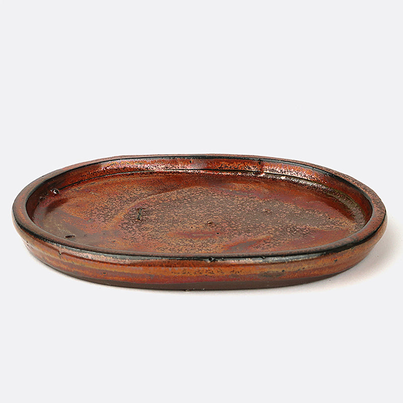 Unterteller aus Keramik 17 cm, oval, kupfer