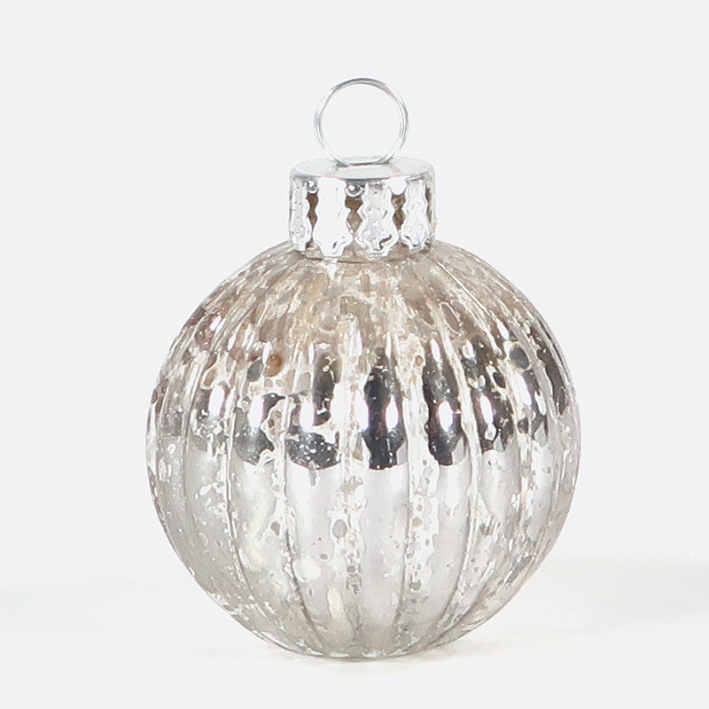 Weihnachtskugeln 3.5 cm, zum Stellen oder Aufhängen, antik-silber